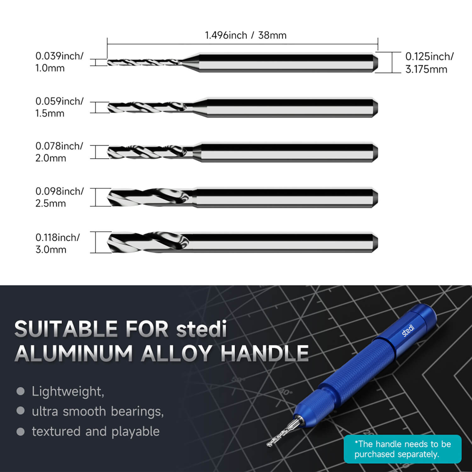 STEDI Precision Hand Drill Set with Tungsten Steel Micro Drill Bits for Model Making