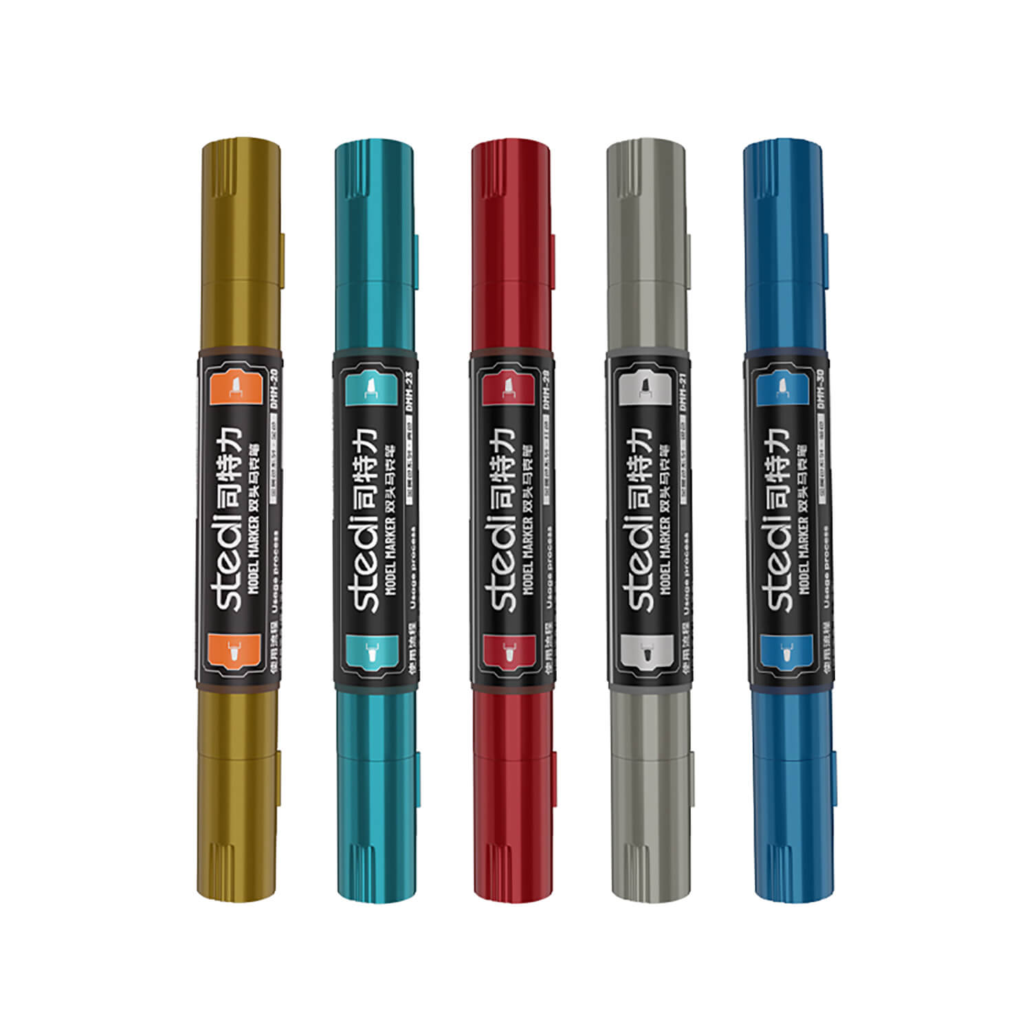 stedi Metallic Dual-Tip Model Markers - 5 Color Set for plastic model & Mecha Detailing