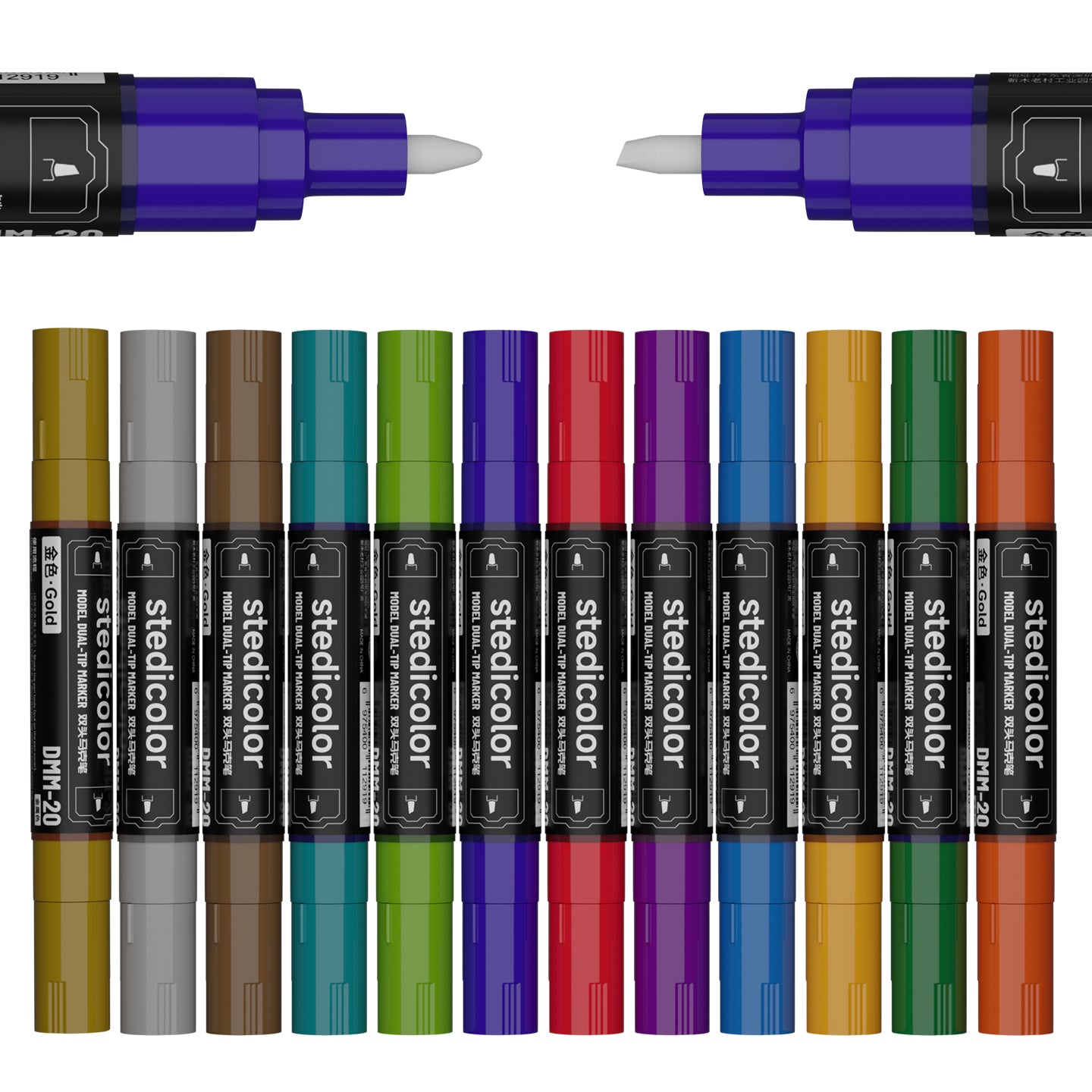 stedi Water-Based Acrylic Dual Tip Metallic Markers, 12 Colors for Plastic Model Painting