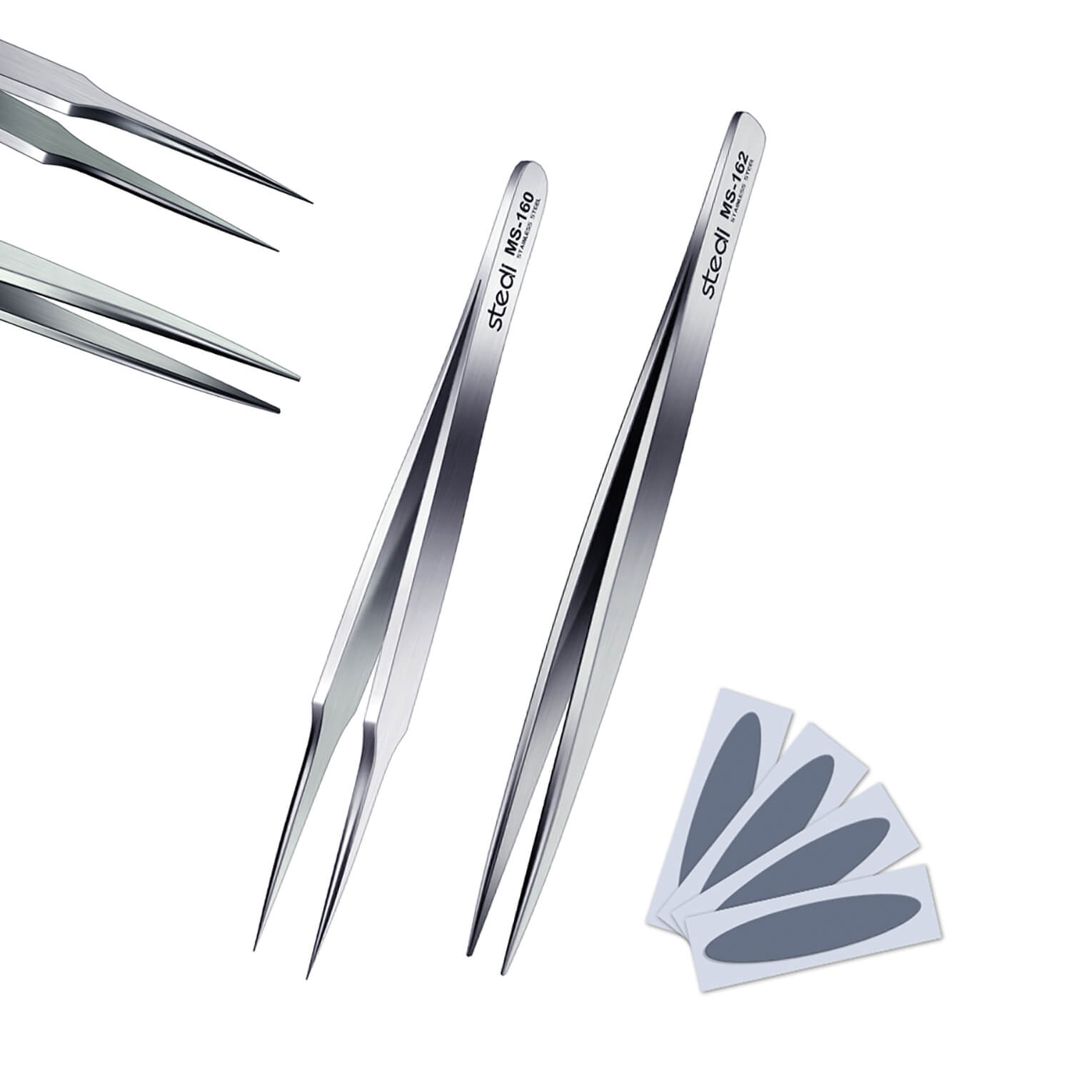 stedi precision model tweezers set MS-160 pointed and MS-162 flat head.