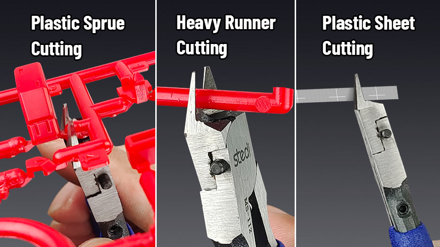 STEDI MS-112 high-shear cutting plastic parts runners and plastic sheets