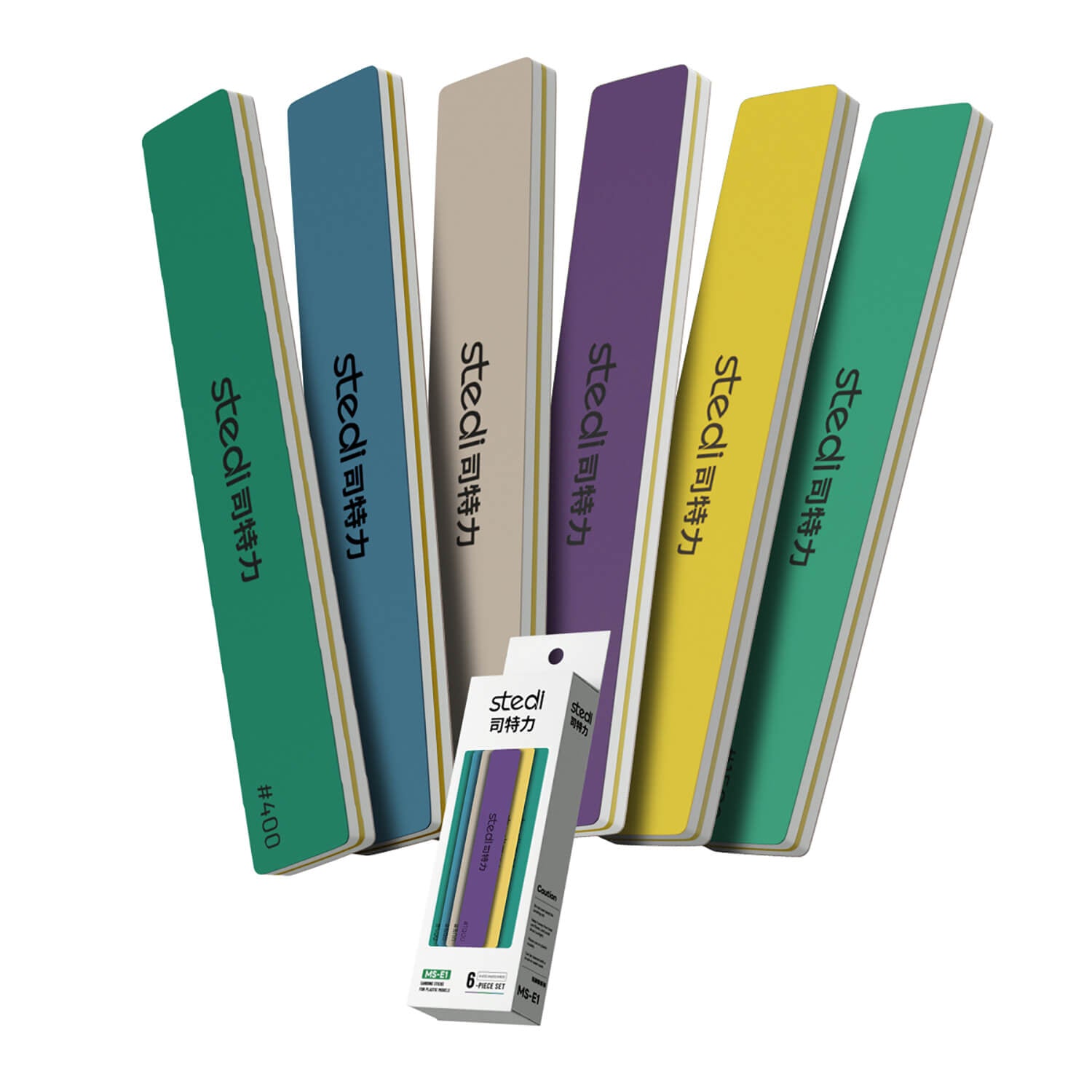 stedi 6-piece semi-rigid sanding sticks set for plastic models in original packaging.