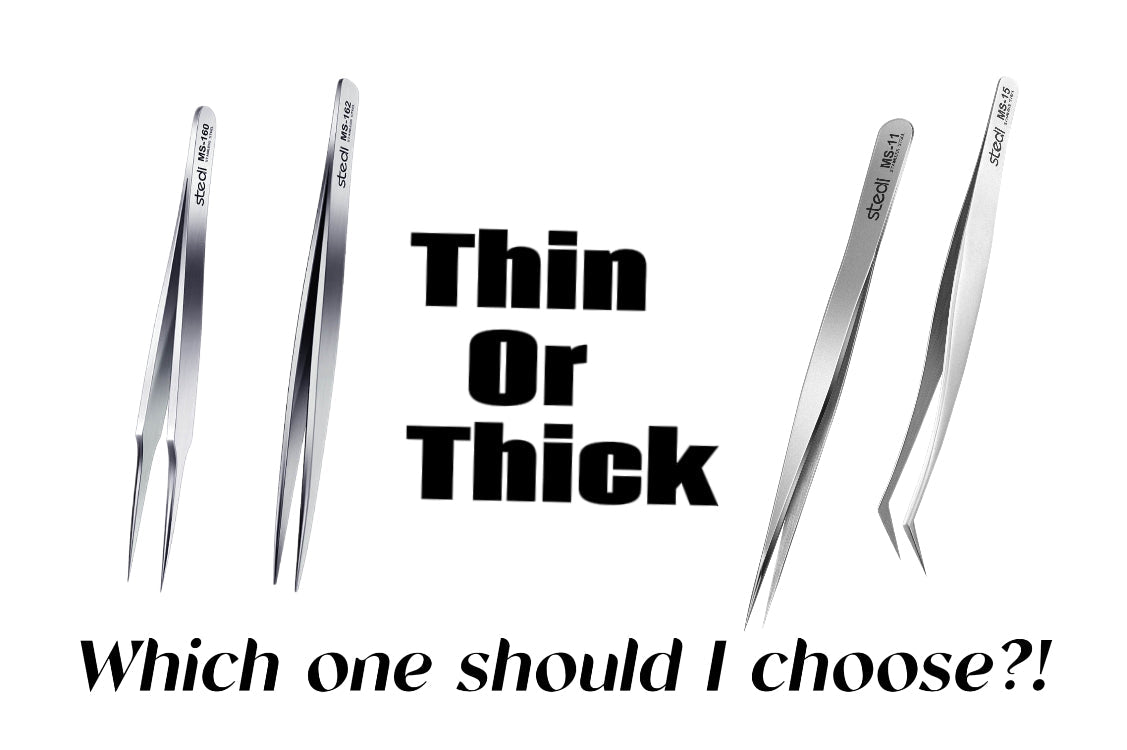 STEDI thin-edge and thick-wall tweezers comparison for model making