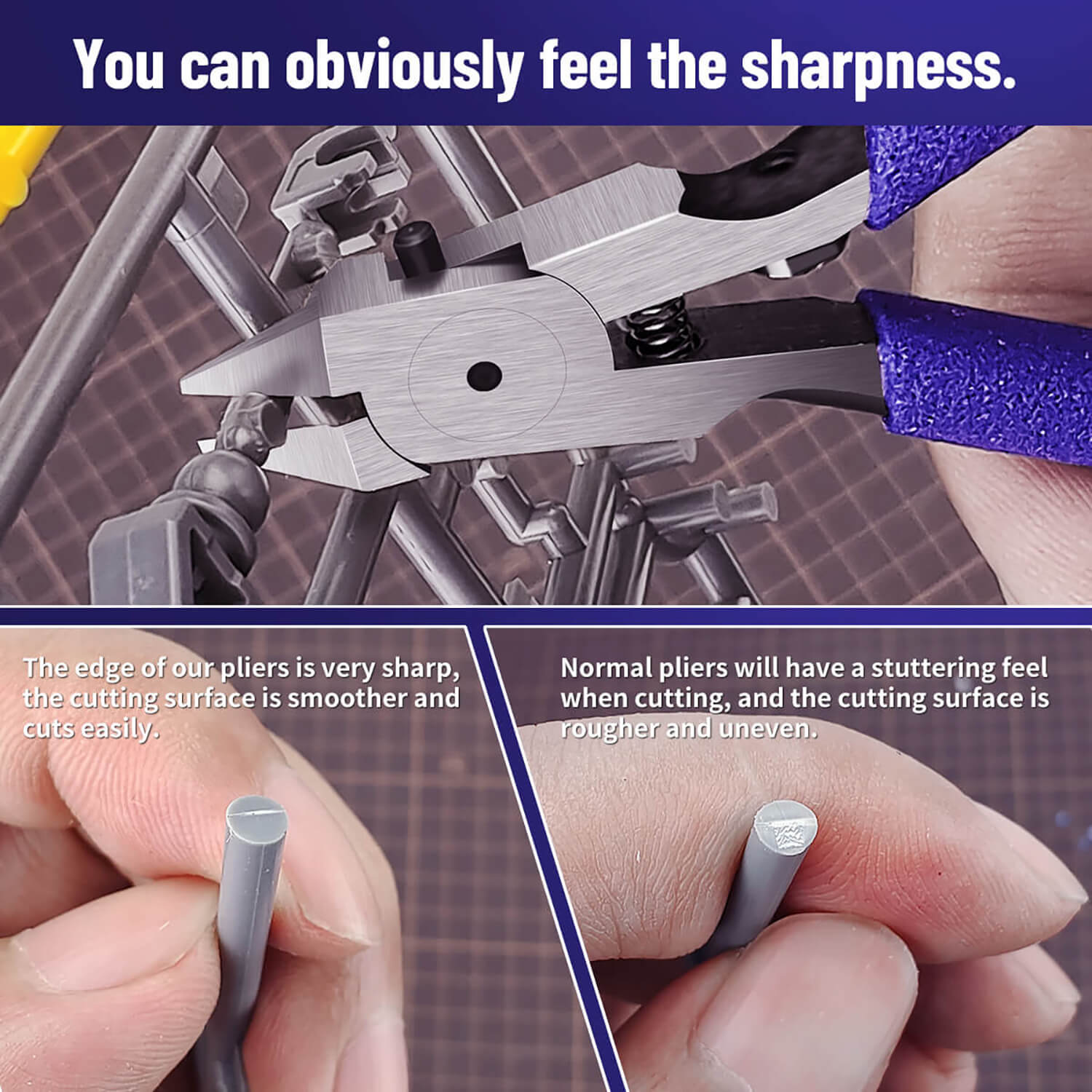 Smooth and clean cutting surface comparison between stedi nippers and normal pliers.