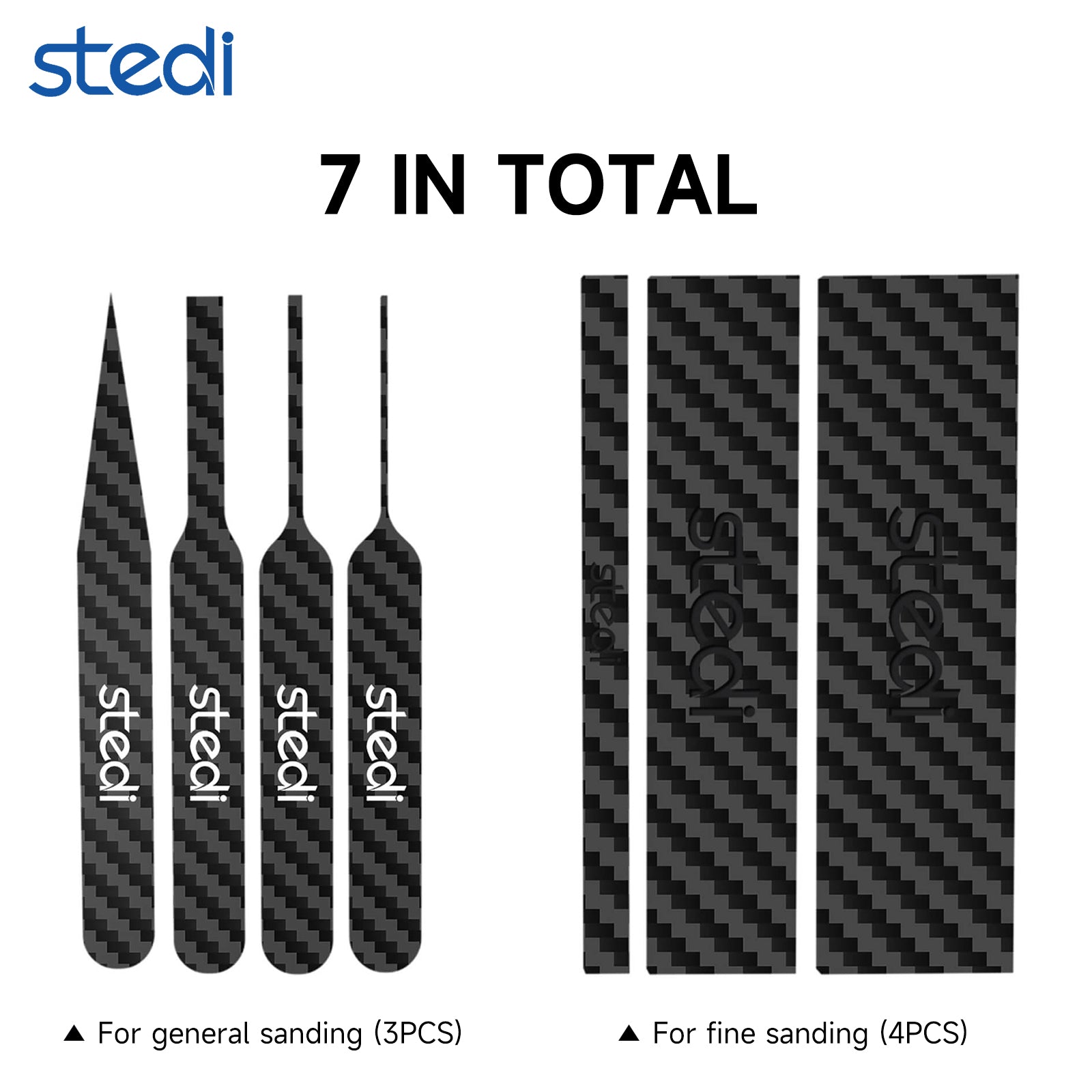 STEDI 7pcs Carbon Fiber Sanding Plate Set for Model Making -Use with Adhesive Sandpaper