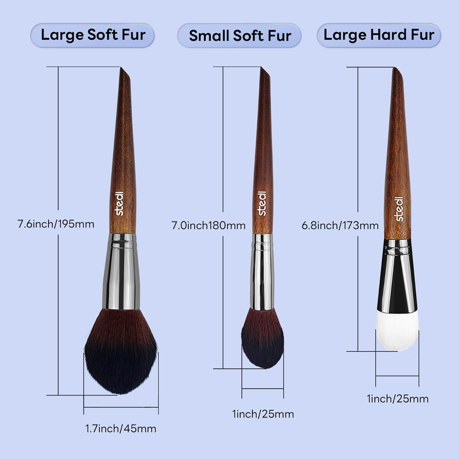STEDI 3-Piece Model Cleaning Brush Set with Soft Fiber & Nylon Bristle Brushes for Gundam and Scale Models