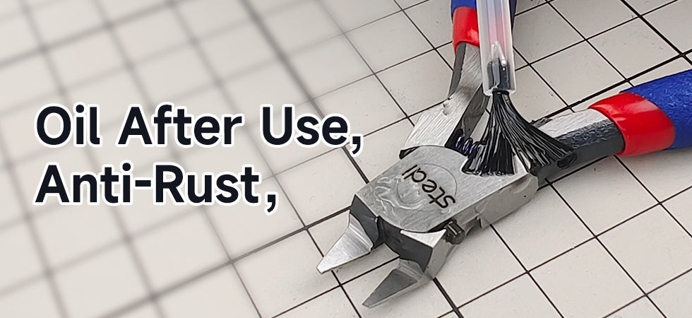Applying rust-preventive oil to STEDI MS-108 nippers after use