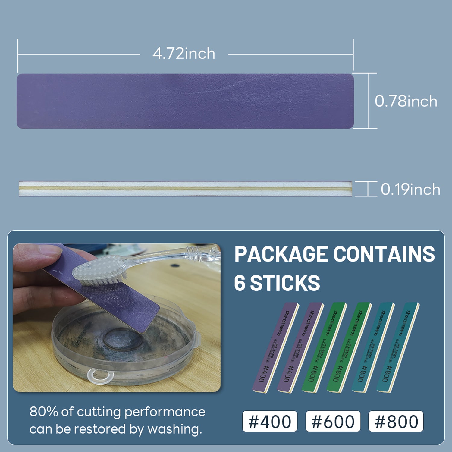 stedi 6-Pics Semi-Rigid Sanding Sticks Set for Plastic Models - #400 to #1500 Grit Washable Polishing Rods