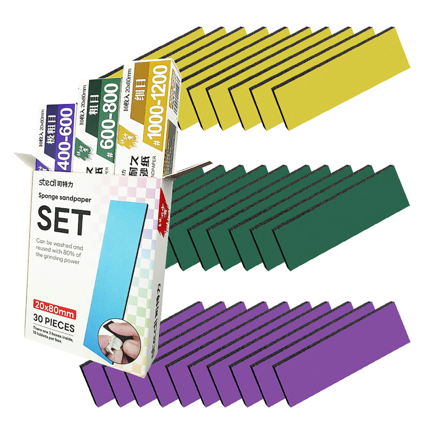 STEDI Sponge Sandpaper Set – Flexible Wet & Dry Sanding Pads for Plastic Models