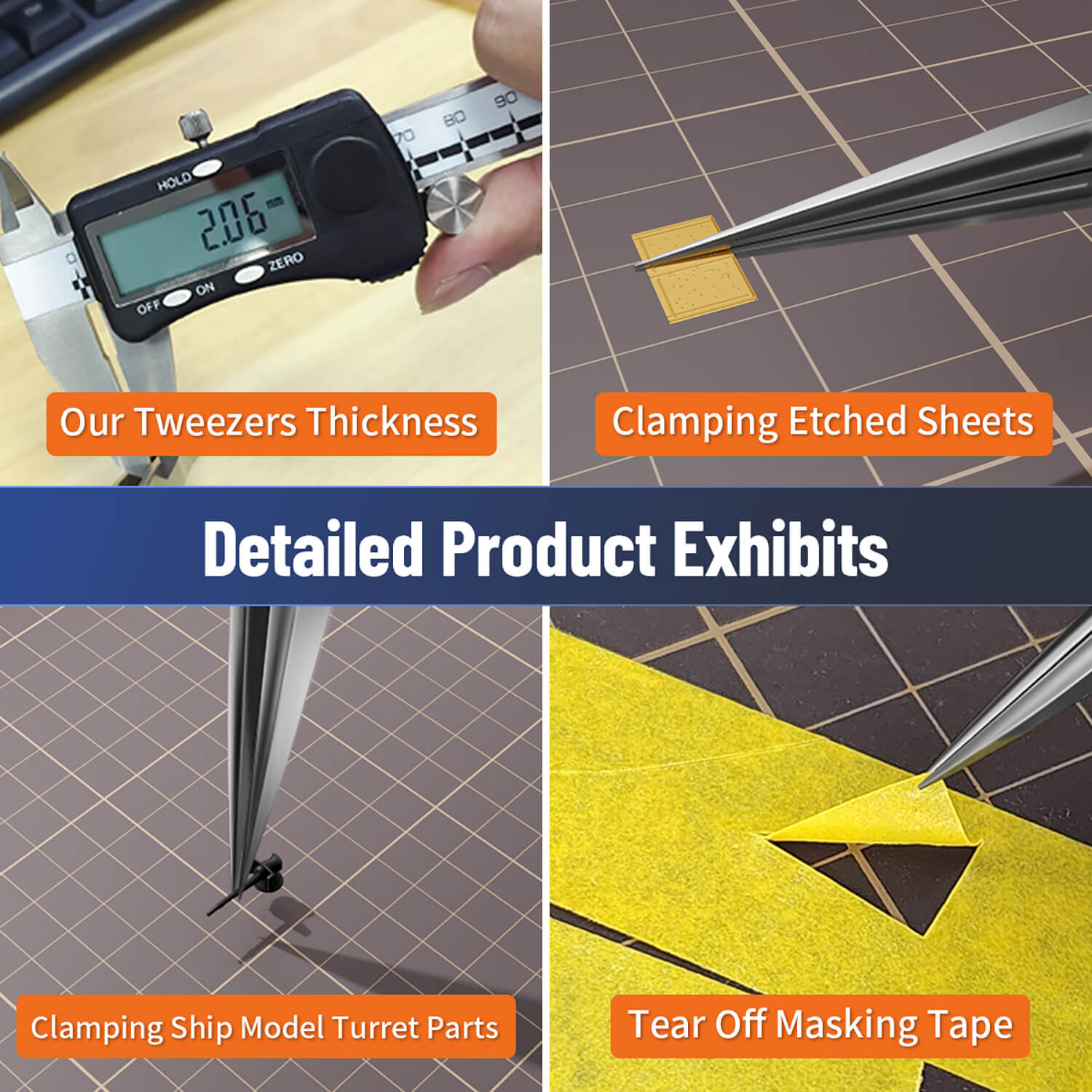stedi tweezers thickness measurement and usage on etched sheets and ship parts.