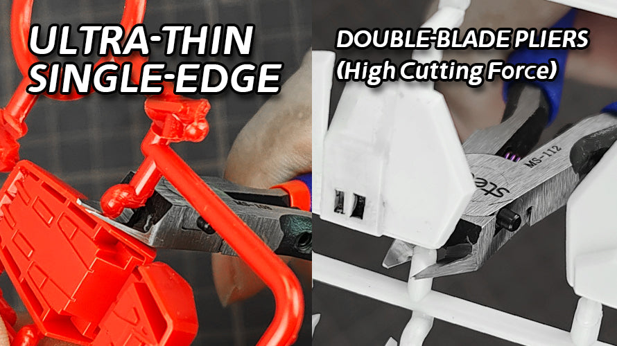 stedi single-blade model nipper for precise sprue cutting and double-blade nipper for higher cutting force